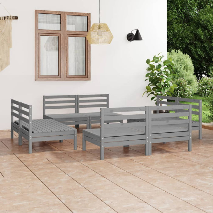 vidaXL 8 Piece Garden Lounge Set Grey Solid Pinewood