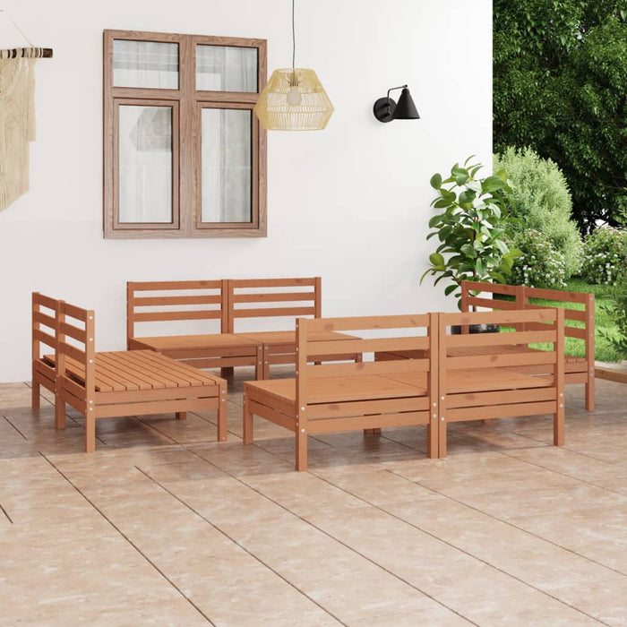 vidaXL 8 Piece Garden Lounge Set Honey Brown Solid Pinewood