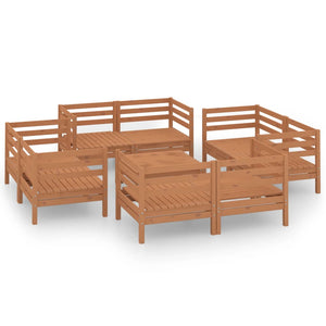 vidaXL 9 Piece Garden Lounge Set Honey Brown Solid Pinewood