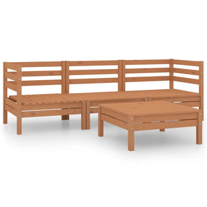 vidaXL 4 Piece Garden Lounge Set Honey Brown Solid Pinewood