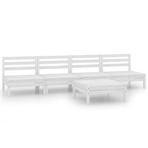 vidaXL 5 Piece Garden Lounge Set White Solid Pinewood