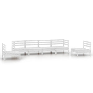 vidaXL 6 Piece Garden Lounge Set White Solid Pinewood