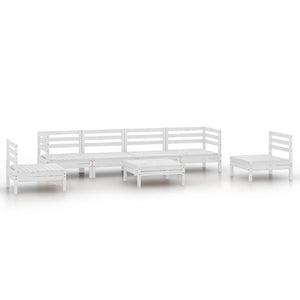 vidaXL 7 Piece Garden Lounge Set White Solid Pinewood