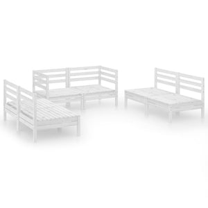 vidaXL 6 Piece Garden Lounge Set White Solid Pinewood