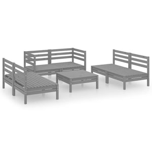 vidaXL 7 Piece Garden Lounge Set Grey Solid Pinewood