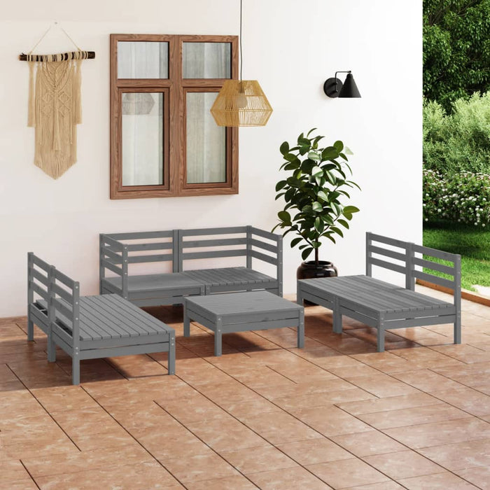 vidaXL 7 Piece Garden Lounge Set Grey Solid Pinewood