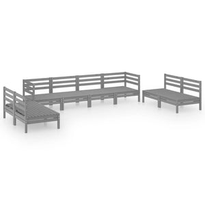 vidaXL 8 Piece Garden Lounge Set Grey Solid Pinewood