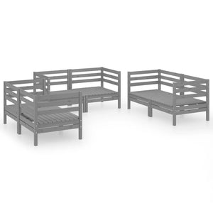 vidaXL 6 Piece Garden Lounge Set Grey Solid Pinewood