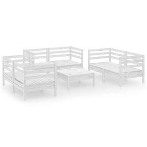 vidaXL 7 Piece Garden Lounge Set White Solid Pinewood