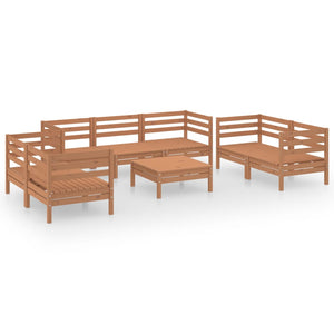 vidaXL 8 Piece Garden Lounge Set Honey Brown Solid Pinewood