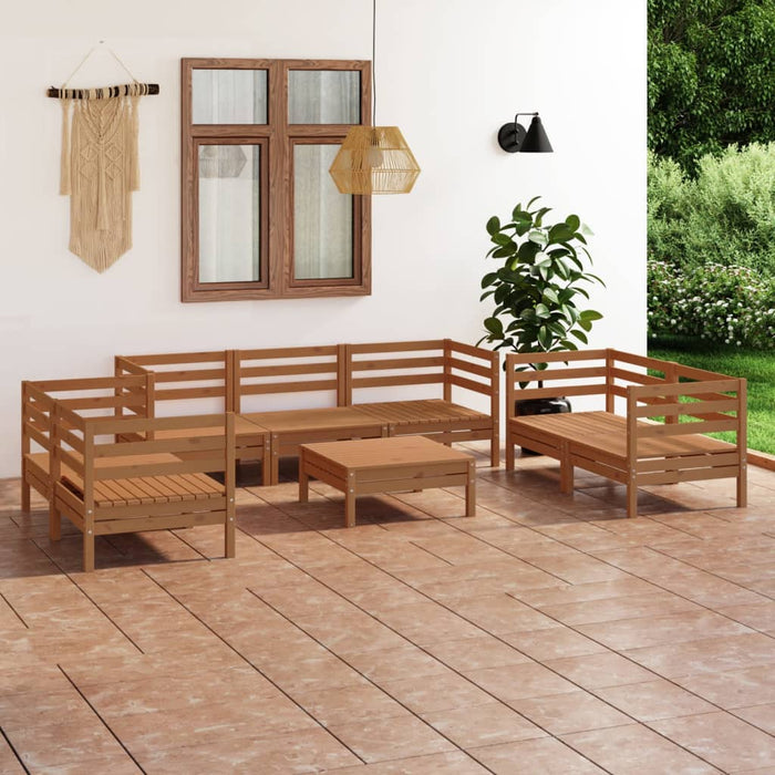 vidaXL 8 Piece Garden Lounge Set Honey Brown Solid Pinewood