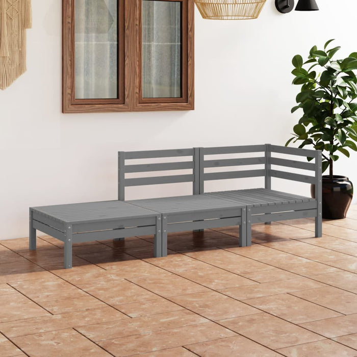 vidaXL 3 Piece Garden Lounge Set Grey Solid Pinewood