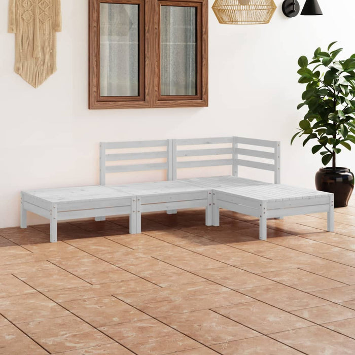 vidaXL 4 Piece Garden Lounge Set White Solid Pinewood