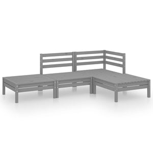 vidaXL 4 Piece Garden Lounge Set Grey Solid Pinewood