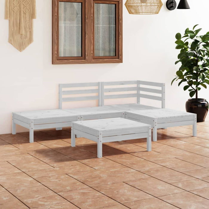 vidaXL 5 Piece Garden Lounge Set Solid Pinewood White