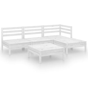 vidaXL 5 Piece Garden Lounge Set Solid Pinewood White