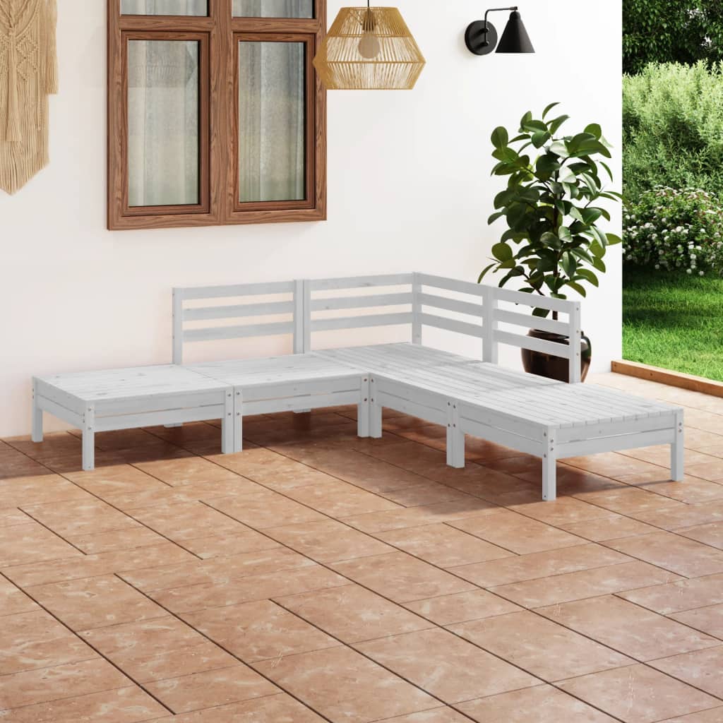 vidaXL 5 Piece Garden Lounge Set Solid Pinewood White