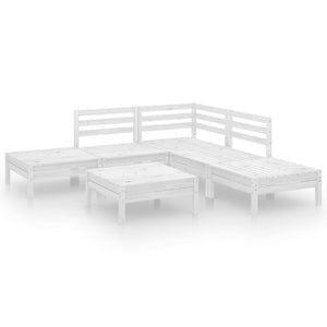 vidaXL 6 Piece Garden Lounge Set Solid Pinewood White