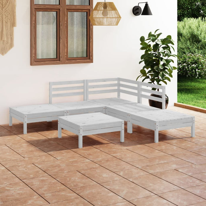 vidaXL 6 Piece Garden Lounge Set Solid Pinewood White