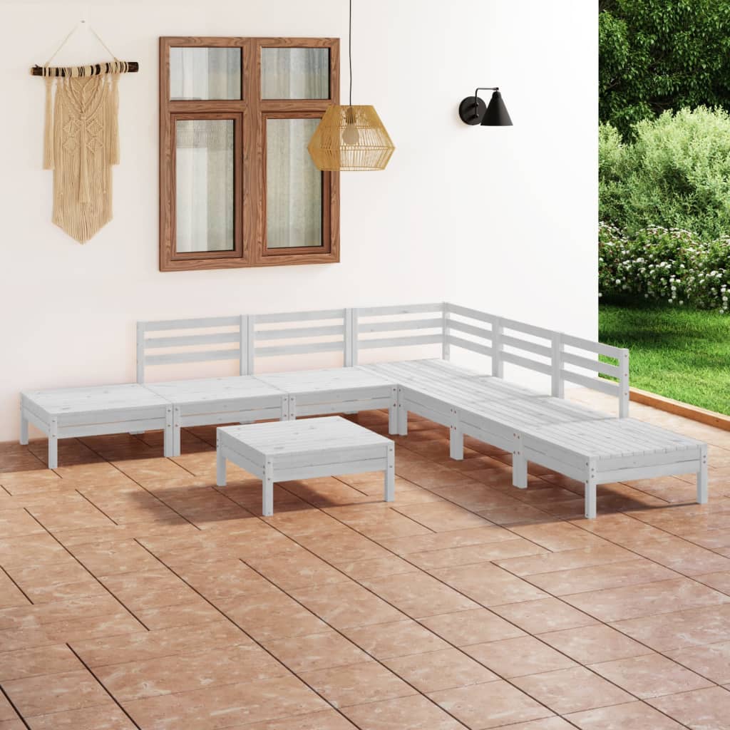 vidaXL 8 Piece Garden Lounge Set Solid Pinewood White