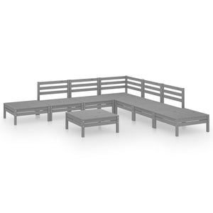 vidaXL 8 Piece Garden Lounge Set Solid Pinewood Grey