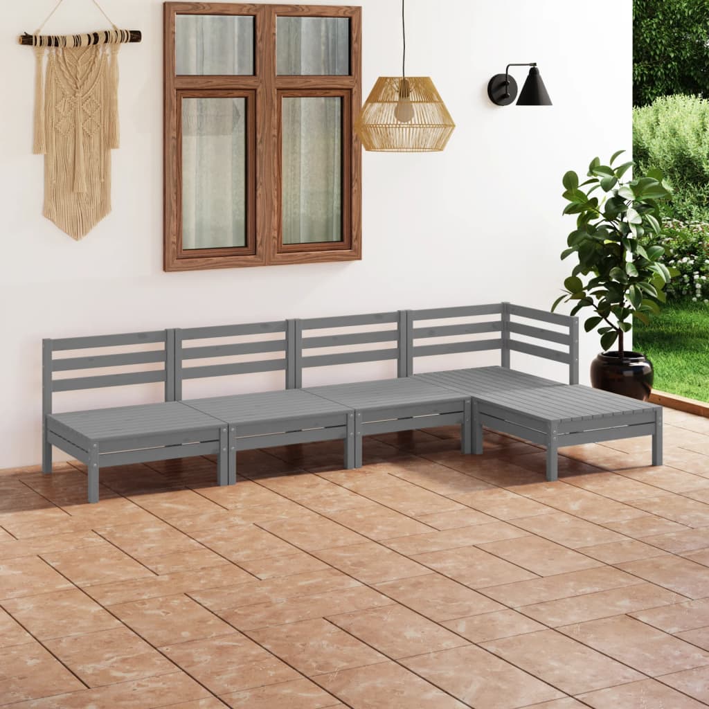 vidaXL 5 Piece Garden Lounge Set Solid Pinewood Grey