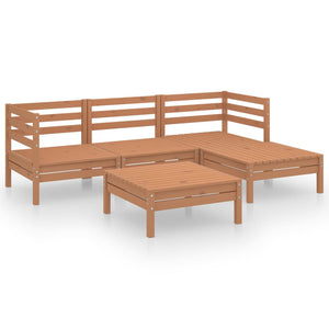 vidaXL 5 Piece Garden Lounge Set Solid Pinewood Honey Brown