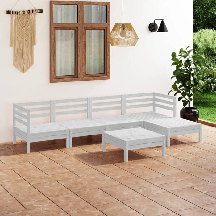 vidaXL 6 Piece Garden Lounge Set Solid Pinewood White