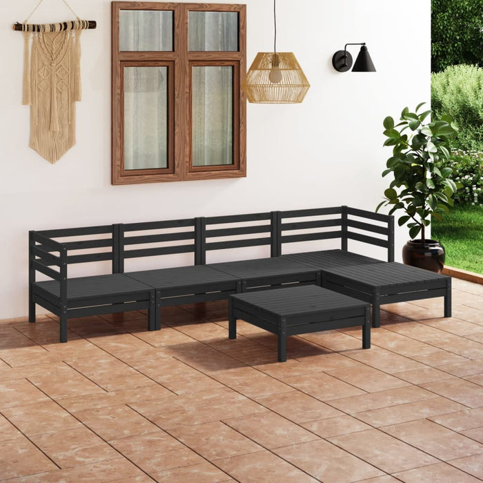 vidaXL 6 Piece Garden Lounge Set Solid Pinewood Black