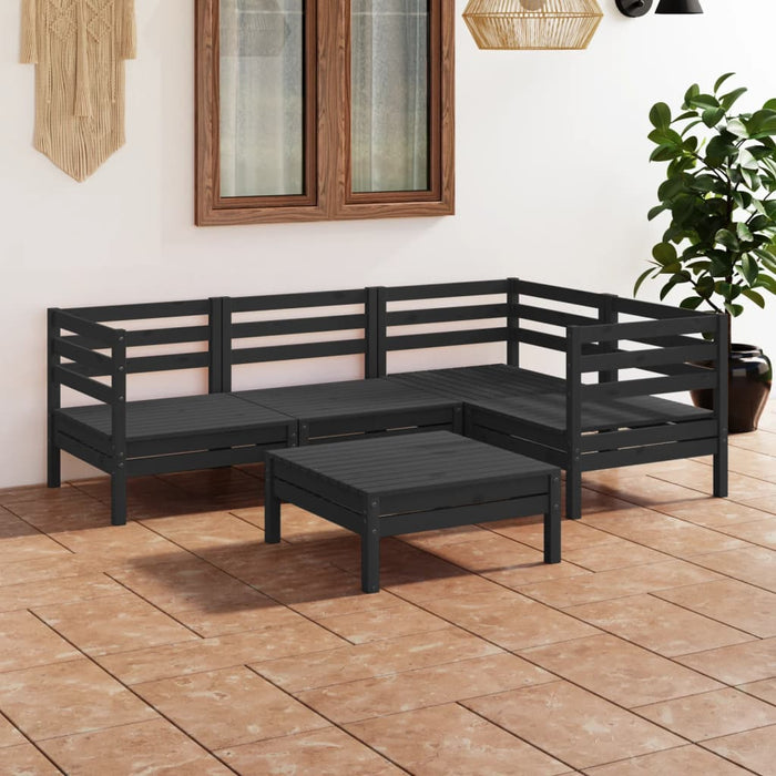 vidaXL 5 Piece Garden Lounge Set Solid Pinewood Black