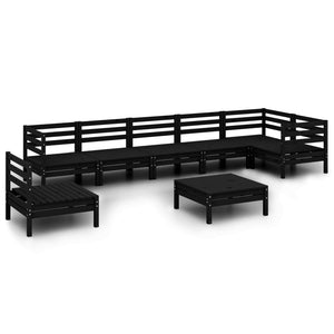 vidaXL 8 Piece Garden Lounge Set Solid Pinewood Black