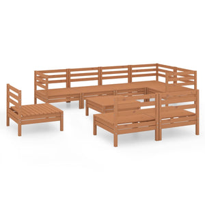 vidaXL 9 Piece Garden Lounge Set Solid Wood Pine Honey Brown