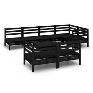 vidaXL 8 Piece Garden Lounge Set Solid Wood Pine Black