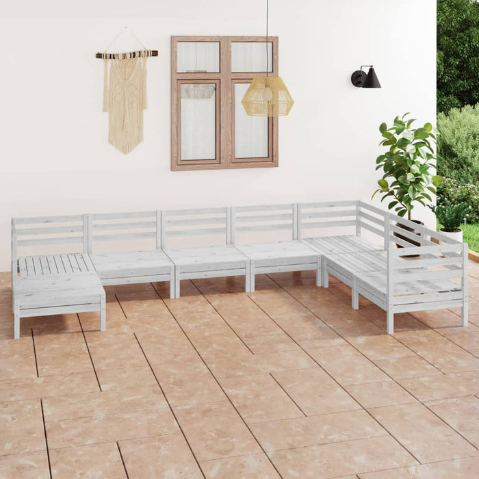 vidaXL 8 Piece Garden Lounge Set Solid Wood Pine White