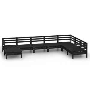 vidaXL 8 Piece Garden Lounge Set Solid Wood Pine Black