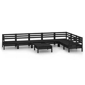 vidaXL 8 Piece Garden Lounge Set Solid Wood Pine Black