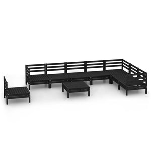 vidaXL 9 Piece Garden Lounge Set Solid Wood Pine Black