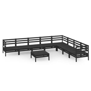 vidaXL 9 Piece Garden Lounge Set Solid Wood Pine Black