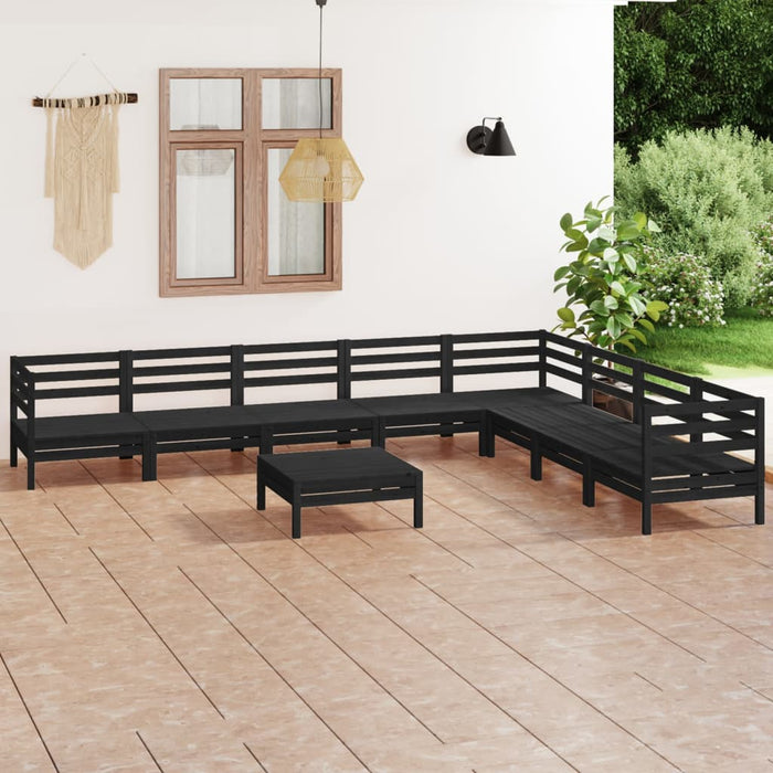 vidaXL 9 Piece Garden Lounge Set Solid Wood Pine Black