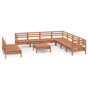 vidaXL 10 Piece Garden Lounge Set Solid Wood Pine Honey Brown