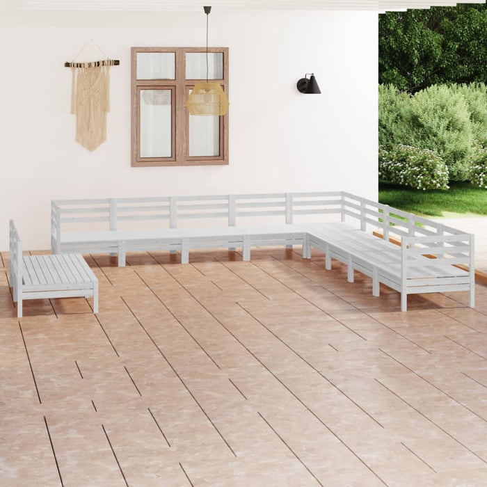 vidaXL 11 Piece Garden Lounge Set Solid Wood Pine White