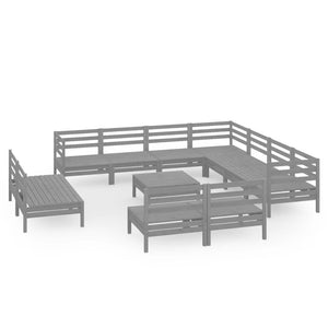 vidaXL 12 Piece Garden Lounge Set Solid Wood Pine Grey