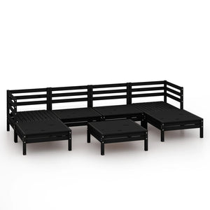 vidaXL 7 Piece Garden Lounge Set Black Solid Wood Pine