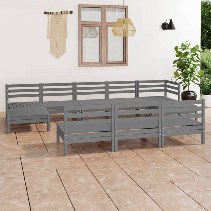 vidaXL 10 Piece Garden Lounge Set Grey Solid Wood Pine