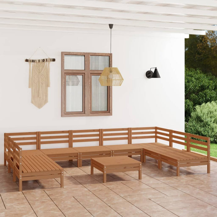 vidaXL 10 Piece Garden Lounge Set Honey Brown Solid Wood Pine