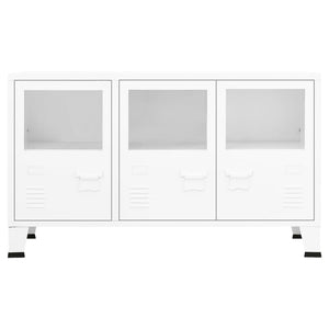 vidaXL Industrial Sideboard White 105x35x62 cm Metal and Glass