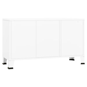 vidaXL Industrial Sideboard White 105x35x62 cm Metal and Glass