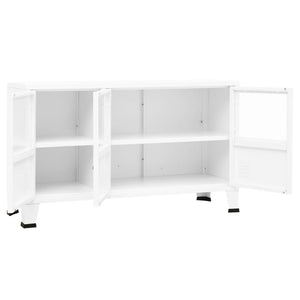 vidaXL Industrial Sideboard White 105x35x62 cm Metal and Glass