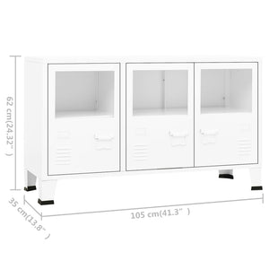 vidaXL Industrial Sideboard White 105x35x62 cm Metal and Glass