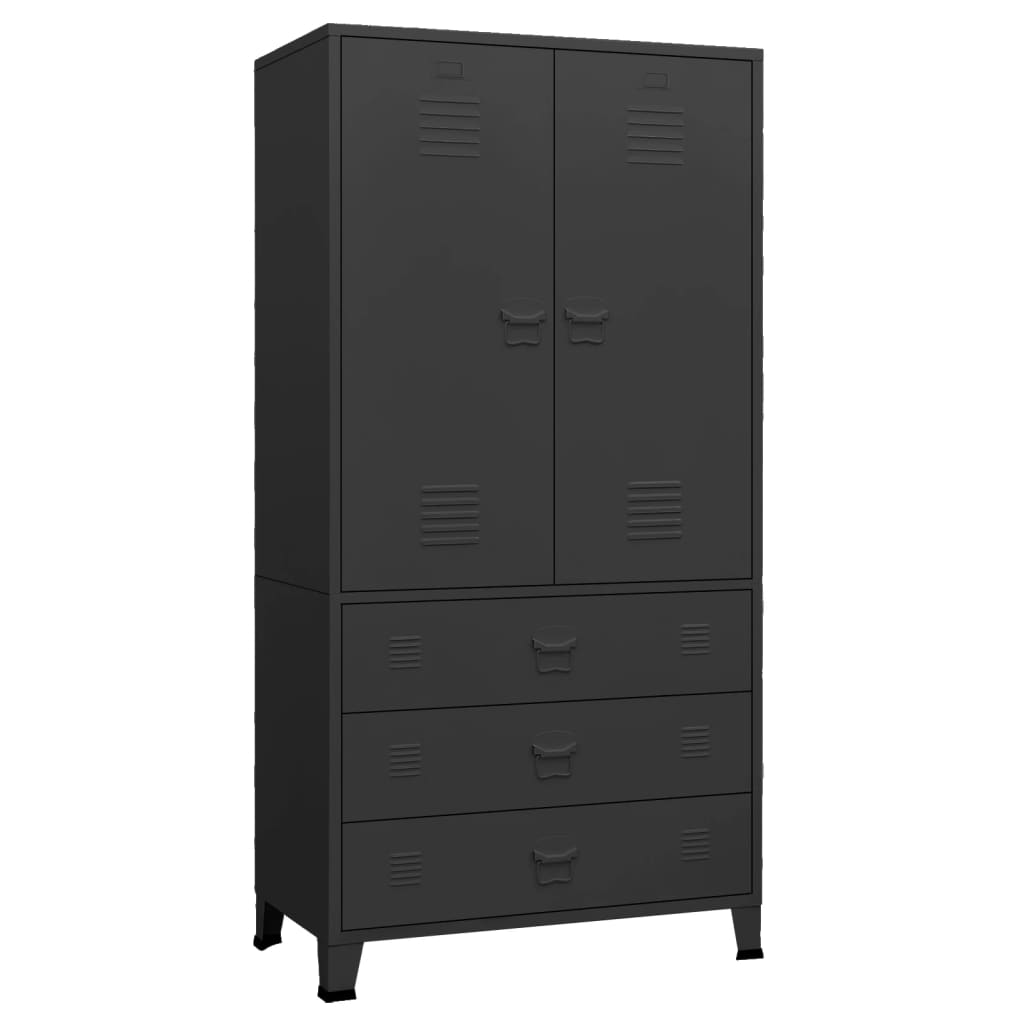 vidaXL Industrial Wardrobe Black 90x50x180 cm Metal